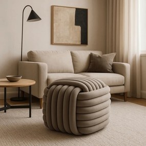 Fonott puff bézs színben, bársony kárpittal, MAGMA