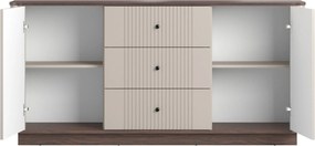 Vesper komód 160 cm fiókokkal - kasmír / dió / fekete fogantyúk