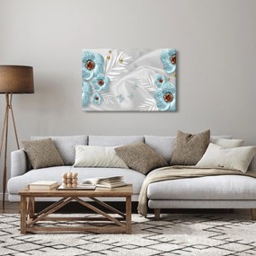 Kép - 3D kék virágok (90x60 cm)
