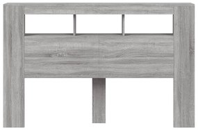 szürke sonoma szerelt fa LED-es fejtámla 160x18,5x103,5 cm