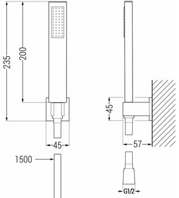 Mexen tartozékok - 1 pontos kézizuhany készlet R-02, arany, 785005050-50