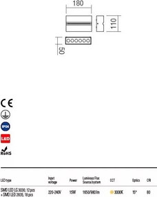 REDO 90117 MITIX Modern Kültéri Fali Lámpa LED IP54