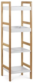 DR-013-4 bambusz tárolóállvány fehér MDF polcokkal, 4 rekeszes