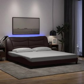 sötétbarna szövet ágykeret LED-es matrac nélkül 180 x 200 cm