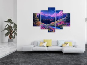 Kép - Lila táj teljes holdfénynél (150x105 cm)