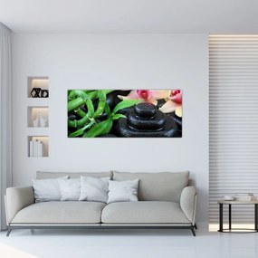 Kép - Kövek és orchideák (120x50 cm)