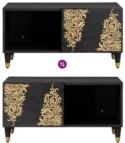 vidaXL Dohányzóasztal Fekete 80 x 50 x 40 cm Tömör Mangófát