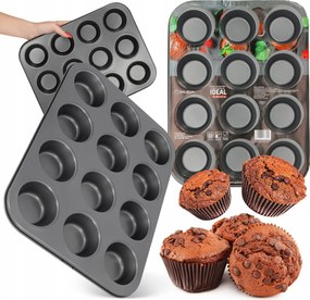 2x Sütőlap Muffin Formák Tapadásmentes Muffinok L0