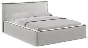 Világosszürke kárpitozott ágyneműtartós franciaágy ágyráccsal 180x200 cm Anani – Makamii