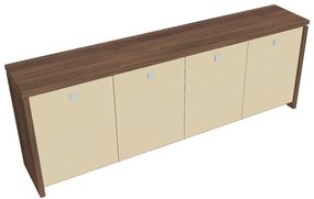 Verno alacsony szekrény 248 x 46 x 90 cm, üvegajtó, dió / vanília