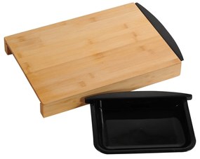 Kesper 58350 Bambusz deszka tároló tállal, fekete,41 x 25,5 x 4 cm