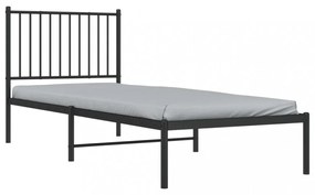 fekete fém ágykeret fejtámlával 80 x 200 cm