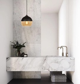 Okkersárga-fekete függőlámpa üveg búrával ø 20 cm Camini – Opviq lights