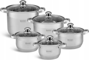 Rozsdamentes acél indukciós gáz főzőedény szett 10 részes