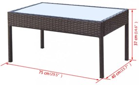 4-részes barna polyrattan kerti bútorszett párnákkal