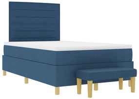 Boxspring ágy matraccal és paddal, kék, 120x200 cm, szövet