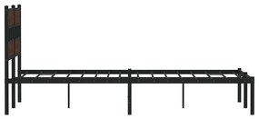 barna tölgy színű fejtámlás ágykeret matrac nélkül 140 x 200 cm