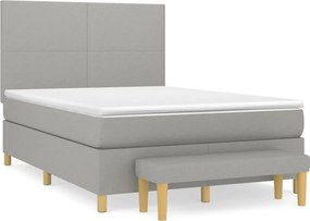 vidaXL világosszürke szövet rugós ágy matraccal 140 x 190 cm