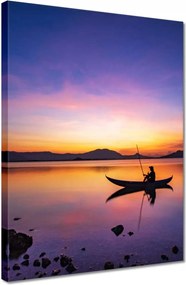 Vászonkép 30x40 Esti horgászat naplementekor