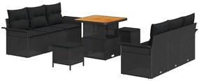 vidaXL Kerti Kanapé Szett párnával tárolóval párnával 9 pcs Fekete