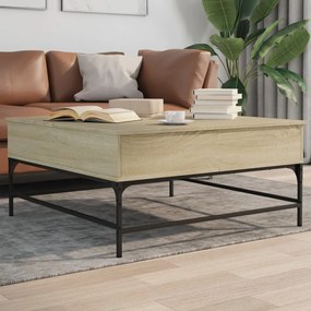 Sonoma tölgy szerelt fa és fém dohányzóasztal 95 x 95 x 45 cm