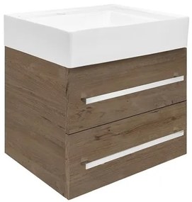 SAT Cube Way Fürdőszobaszekrény mosdóval 60x53x46 cm Wellington tölgy matt CUBE46602DWSATCW