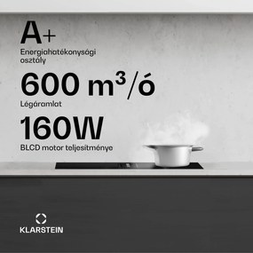 Klarstein AirJet Hybrid Down Air System, Indukciós főzőlap beépített páraelszívóval, 477 m³/h, EEK A+