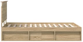 vidaXL Ágykeret fejtámlával Sonoma 120 x 200 cm Tömör fenyőfa