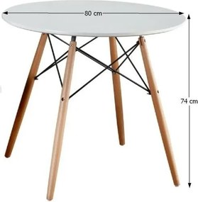 Étkezőasztal, fehér/bükk, GAMIN II NEW 80cm