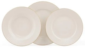 18 részes porcelán étkészlet, fehér/arany