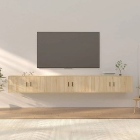 3 db sonoma tölgy színű fali TV-szekrény 100 x 34,5 x 40 cm
