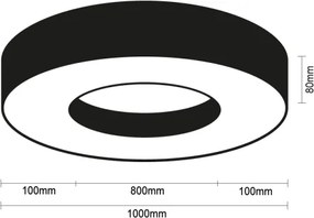 LED mennyezeti lámpa LED/100W/230V 3000/4000/6500K átm. 100 cm fekete