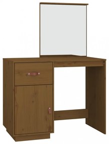 mézbarna tömör fenyőfa fésülködőasztal 95 x 50 x 134 cm