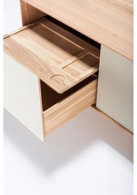 Fehér-natúr színű tölgyfa TV-állvány 180x64 cm Fina – Gazzda