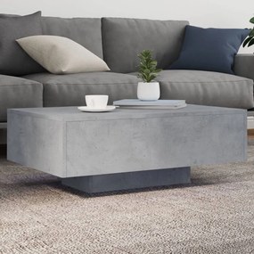 Betonszürke dohányzóasztal LED-lámpákkal 85 x 55 x 31 cm