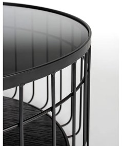 Fekete kerek dohányzóasztal üveg asztallappal 80x80 cm Lance – White Label