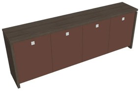 Verno alacsony szekrény 248 x 46 x 90 cm, üvegajtó, antracit tölgy / barna