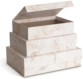 Bézs fedeles dekoratív karton tárolódoboz szett 3 db-os 42,5x29,5x13 cm Kian Paper Laminate – Bigso
