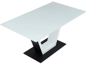 Kihúzható étkezőasztal 160+50x80x76,5, matt fehér, edzett üveg