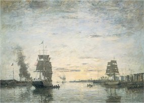 Üveg kép - Eugène Boudin, Entrance to the Harbor, Le Havre, reprodukciók (70x50 cm)