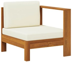 vidaXL krémfehér tömör akácfa középső kanapé 1 kartámasszal