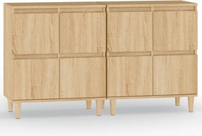 vidaXL 2 db sonoma tölgy színű szerelt fa tálalóasztal 60 x 35 x 70 cm