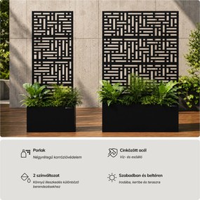 Fém kerti pergola virágládával 3in1, fekete, 900x1800x300 mm: ROSE