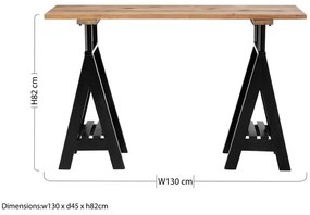 Natúr színű konzolasztal borovi fenyő asztallappal 45x130 cm Hampstead – Premier Housewares