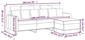 3 személyes krémszínű szövet kanapé lábtartóval 180 cm