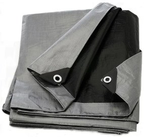 TAKARÓPONYVA FEKETE-EZÜST 2X4 M 260G/M2