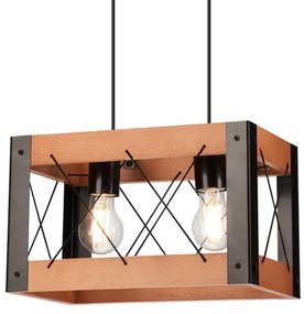 Csillár zsinóron FRIDA 2xE27/60W/230V fekete/barna bükk