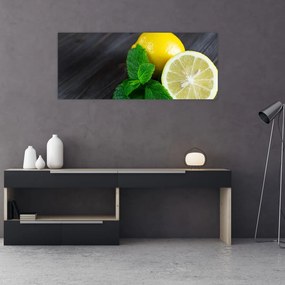 Citrom és a menta az asztalon képe (120x50 cm)
