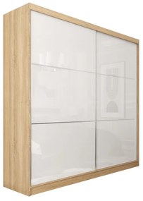 KUREZ tolóajtós ruhaszekrény, 180x216x61, tölgy sonoma/fehér