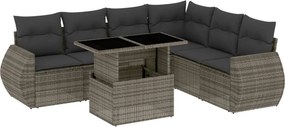 vidaXL 7 részes szürke polyrattan kerti ülőgarnitúra párnákkal